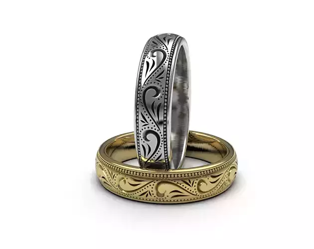 Engraved Wedding Band WR07 3D print model