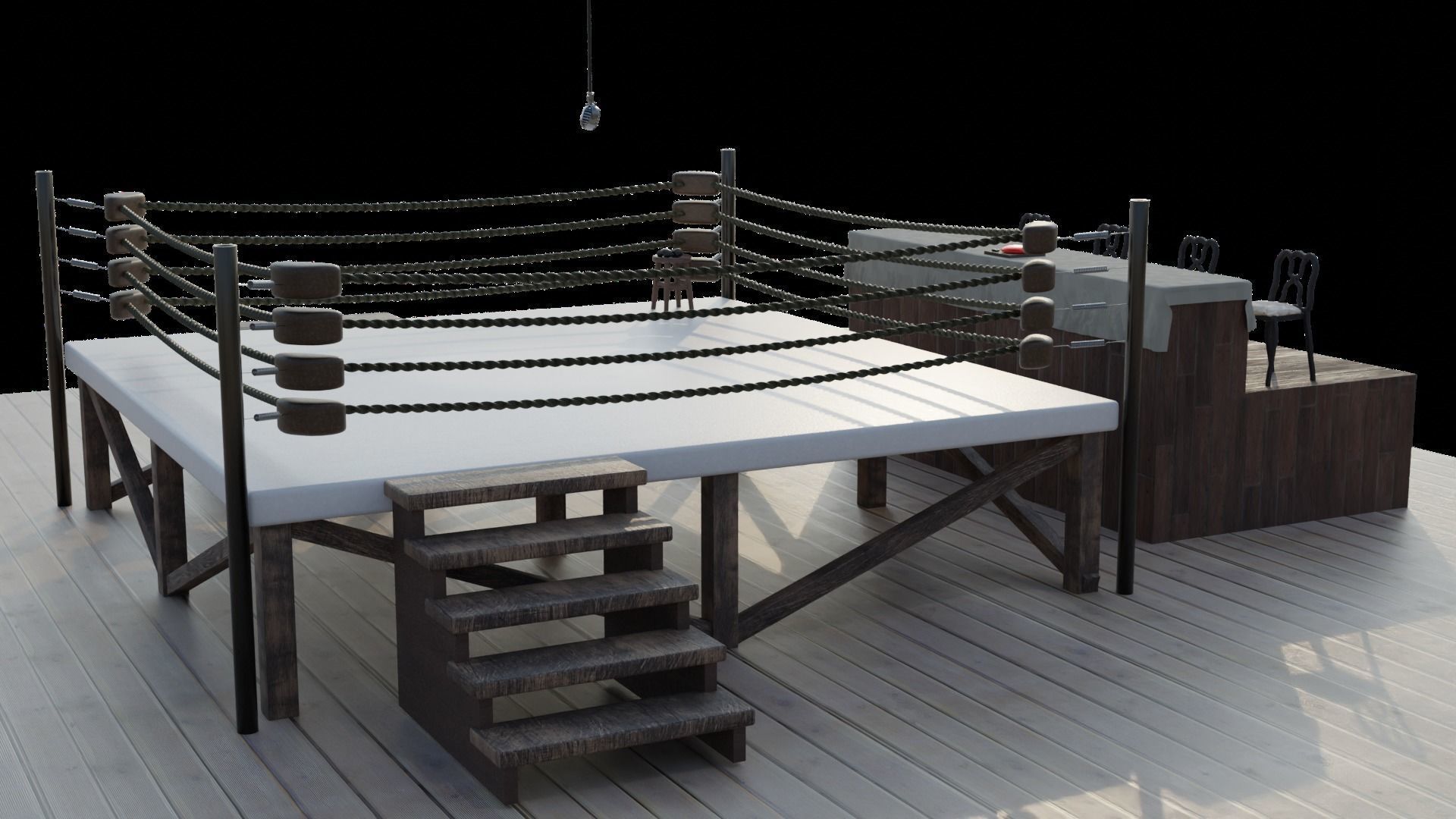 Boxing ring 3D model_2
