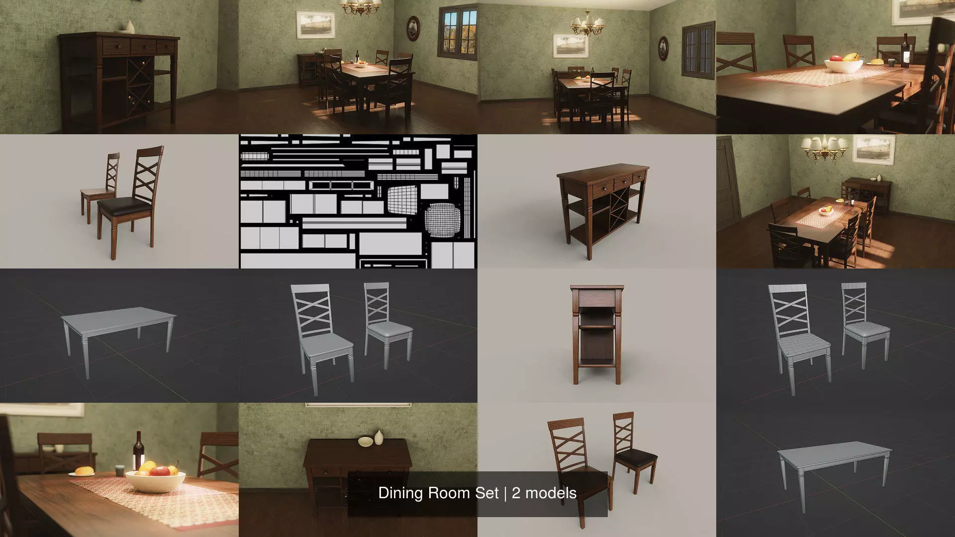 Dining Room Set 3D Model Collection_1