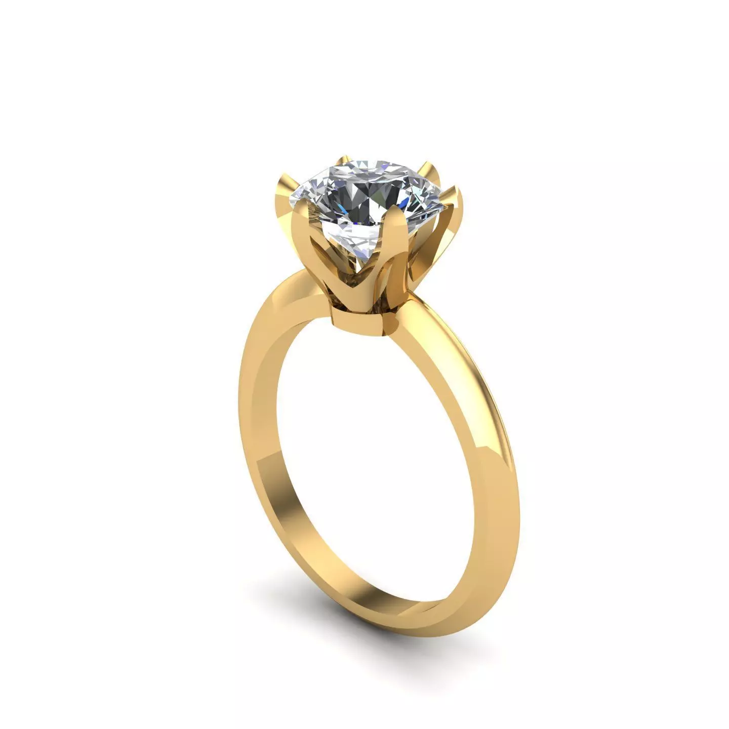 Solitaire engagement ring with tiffany setting 3D print model