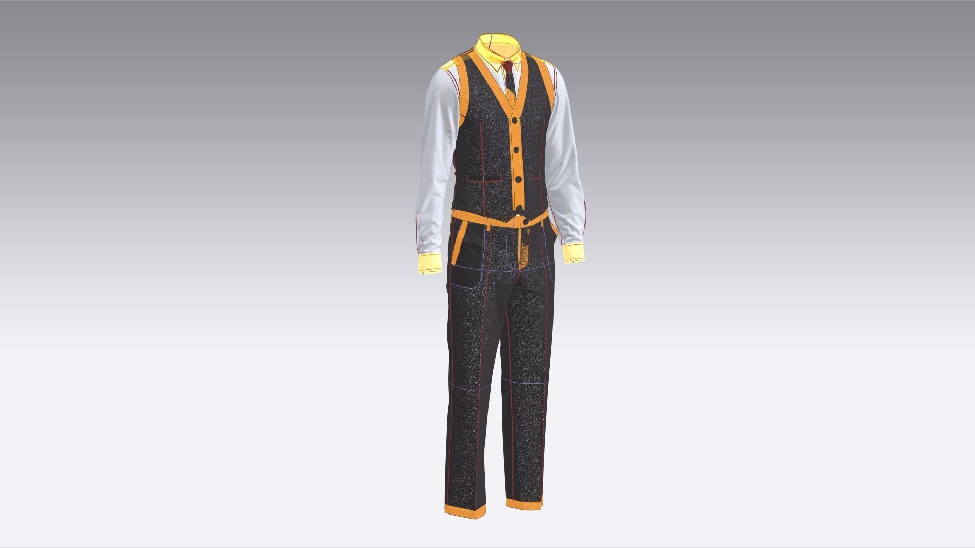 Shirt and Waistcoat 3D model_10