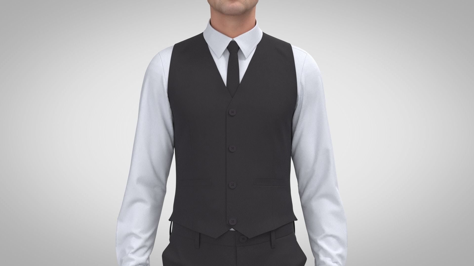 Shirt and Waistcoat 3D model_2