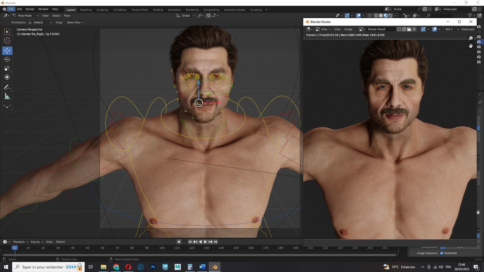 Realistic Man livelink Low-poly 3D model_25