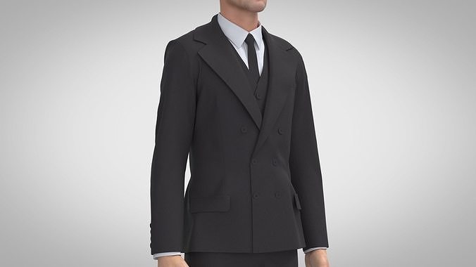 Men Suit - Double Breasted 3D model