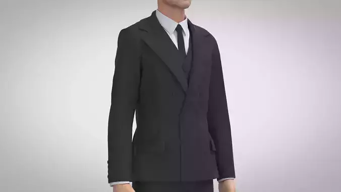 Men Suit - Double Breasted 3D model
