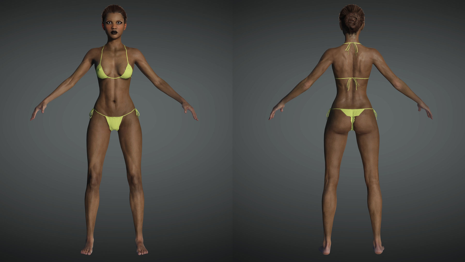 Naked Realistic Female Game Ready model Low-poly 3D model_2