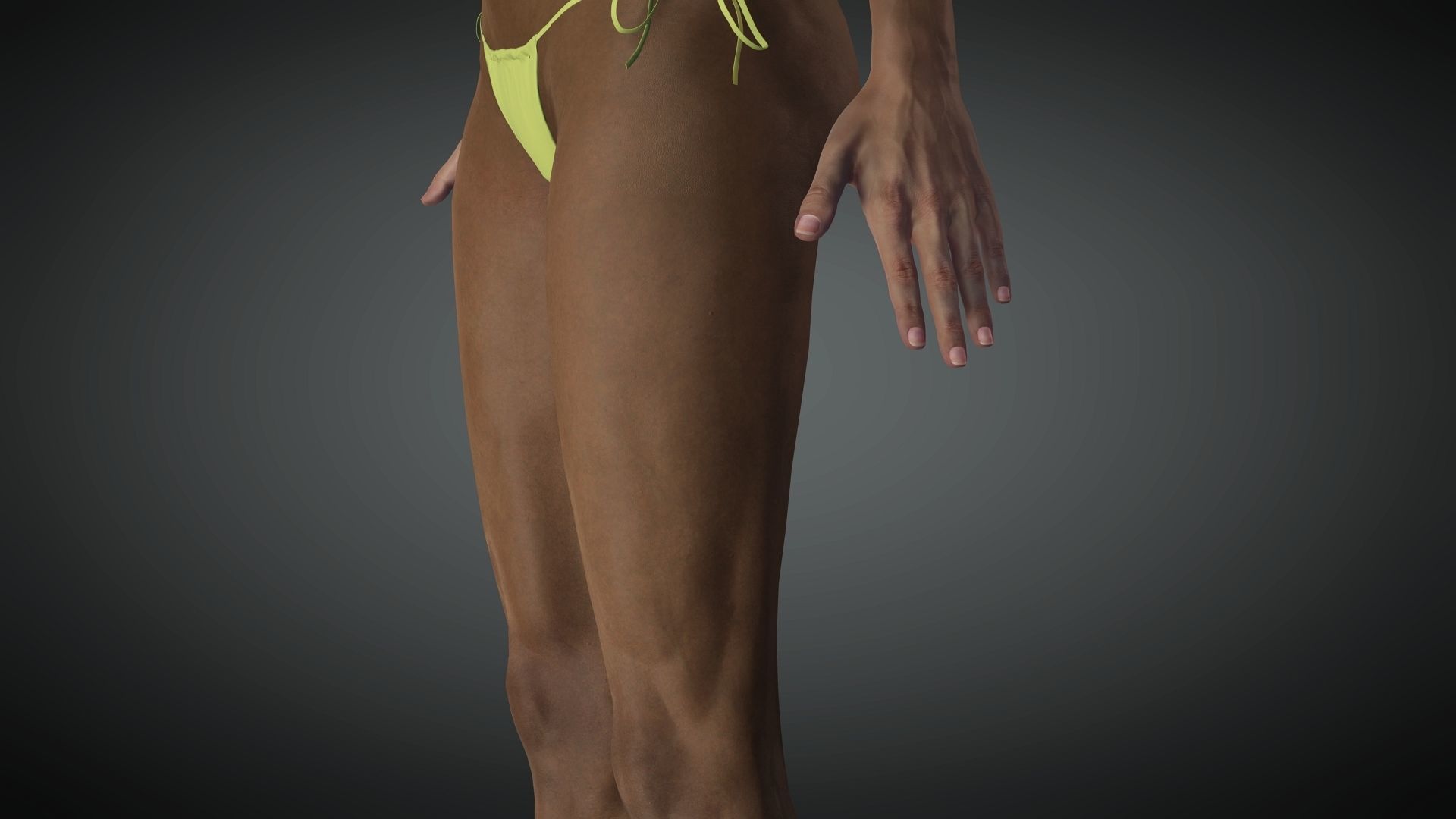 Naked Realistic Female Game Ready model Low-poly 3D model_4