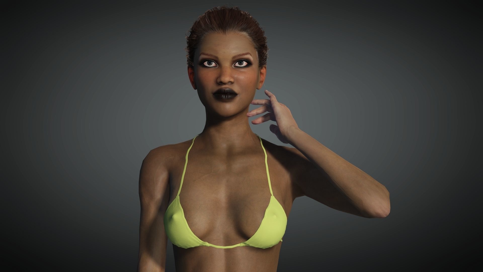 Naked Realistic Female Game Ready model Low-poly 3D model_7