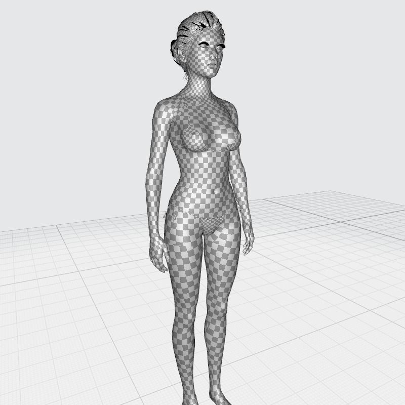 Naked Realistic Female Game Ready model Low-poly 3D model_24