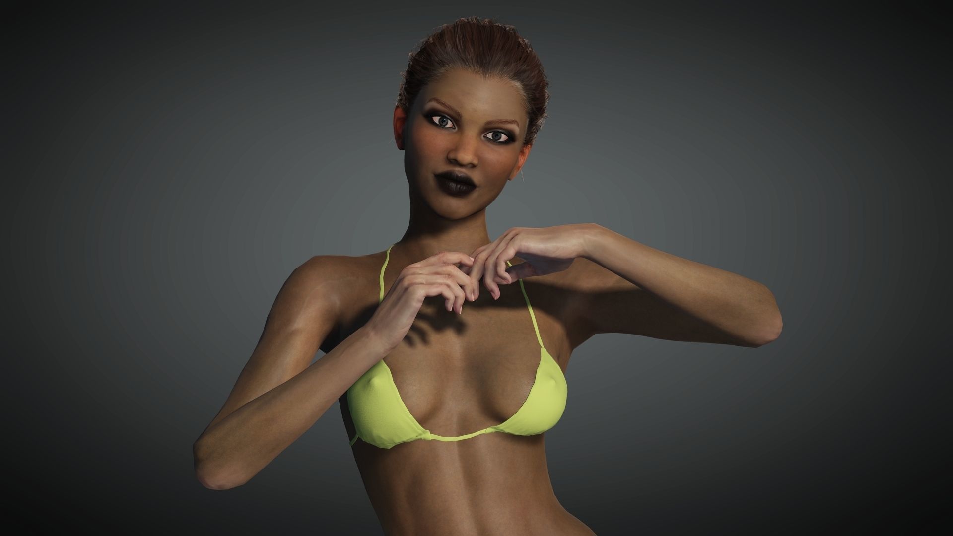 Naked Realistic Female Game Ready model Low-poly 3D model_6