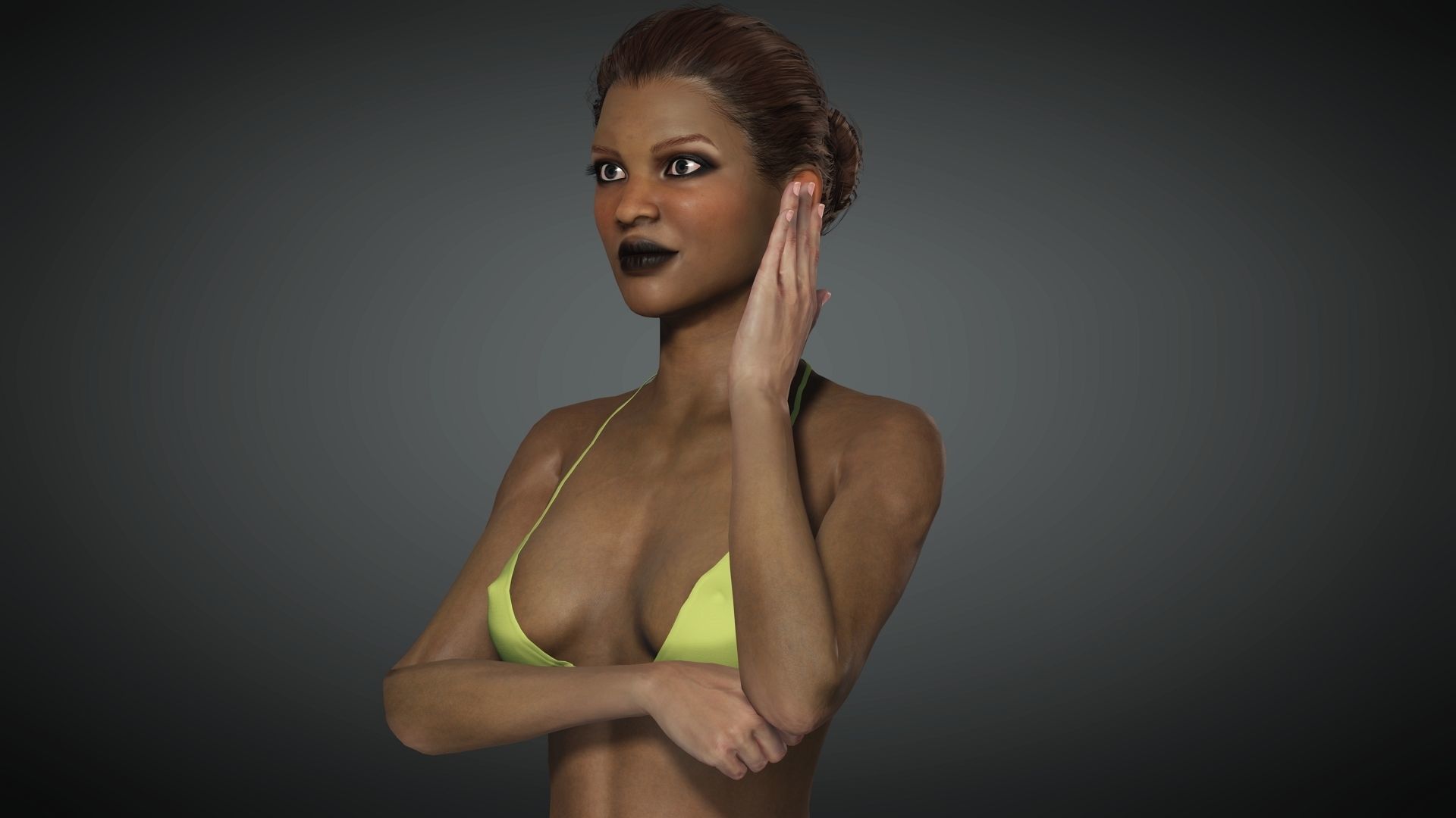 Naked Realistic Female Game Ready model Low-poly 3D model_10
