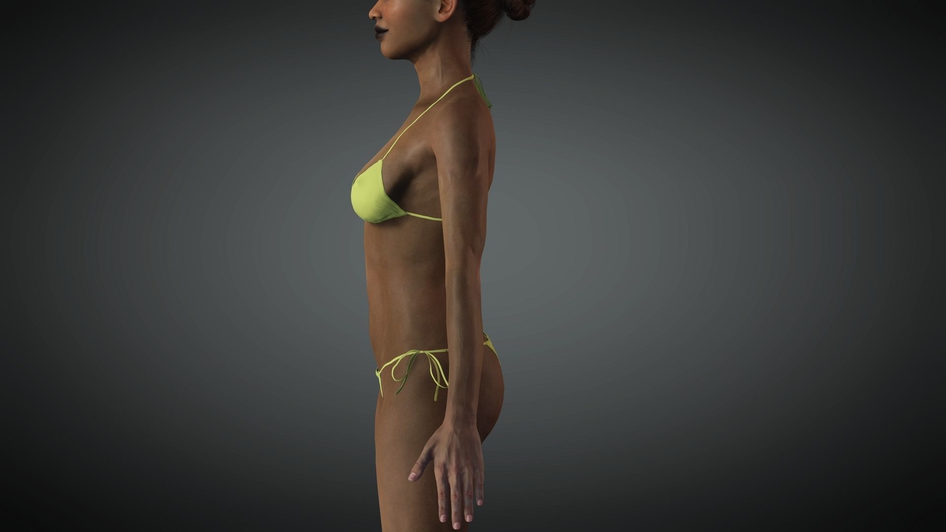 Naked Realistic Female Game Ready model Low-poly 3D model_12