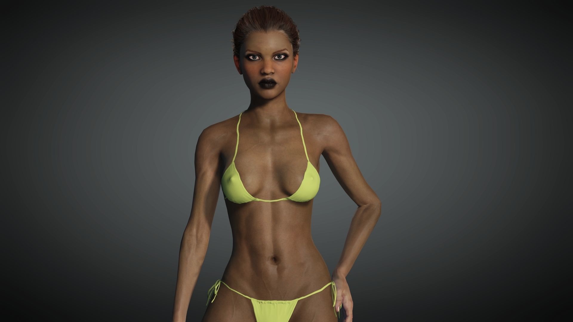 Naked Realistic Female Game Ready model Low-poly 3D model_8