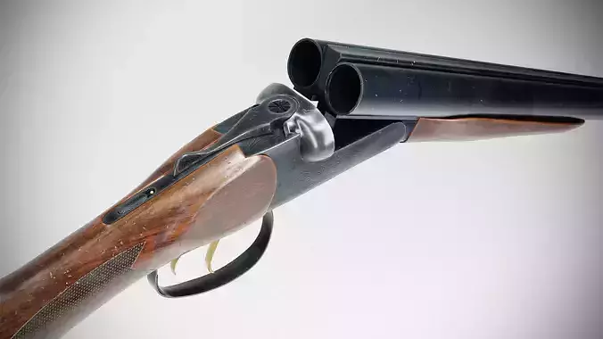 Double Barrel Shotgun Low-poly 3D model