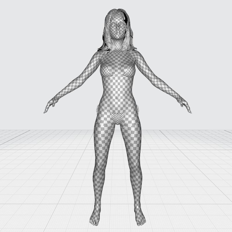  Naked Realistic Female Game Ready Low-poly 3D model_22