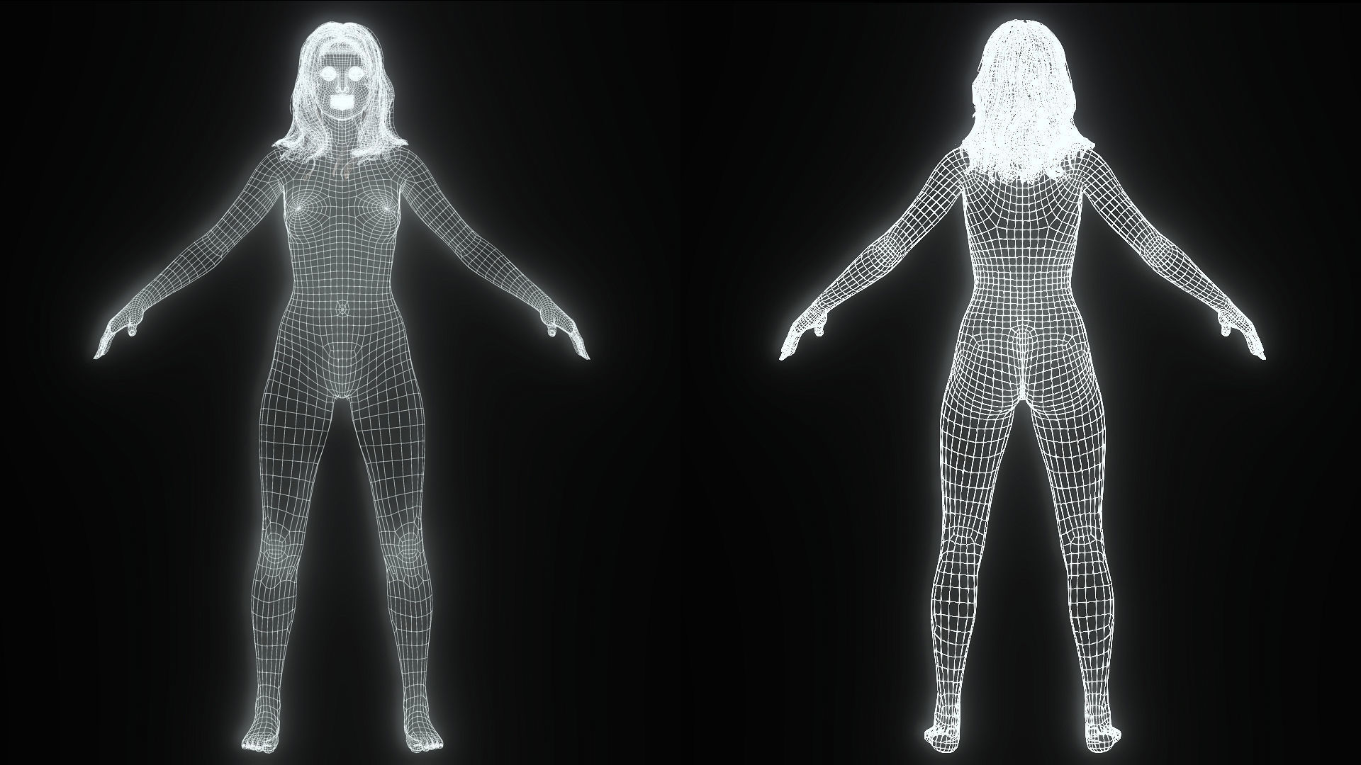  Naked Realistic Female Game Ready Low-poly 3D model_3