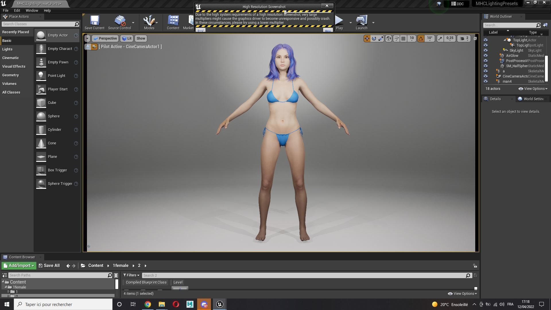  Naked Realistic Female Game Ready Low-poly 3D model_14