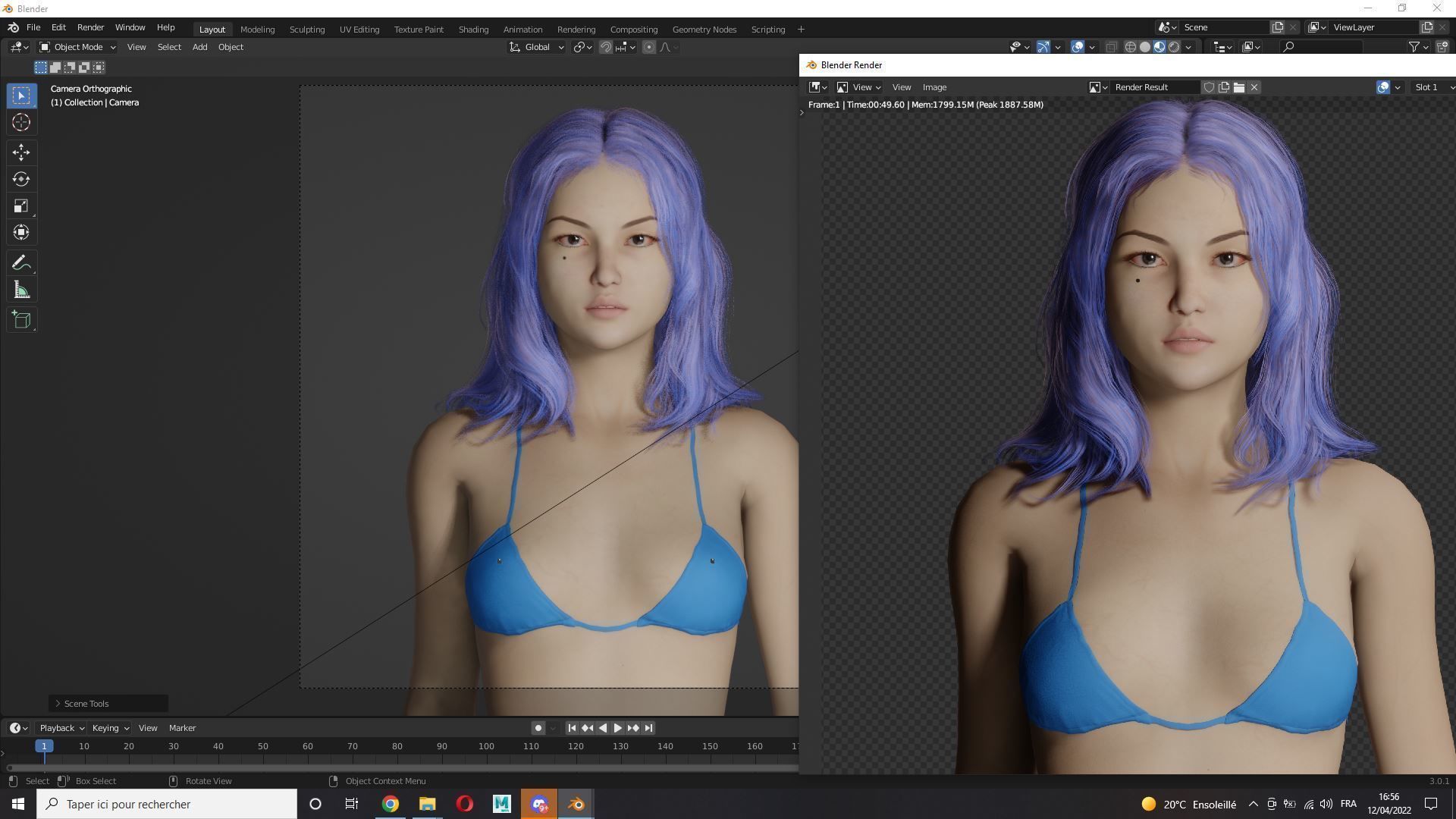  Naked Realistic Female Game Ready Low-poly 3D model_9