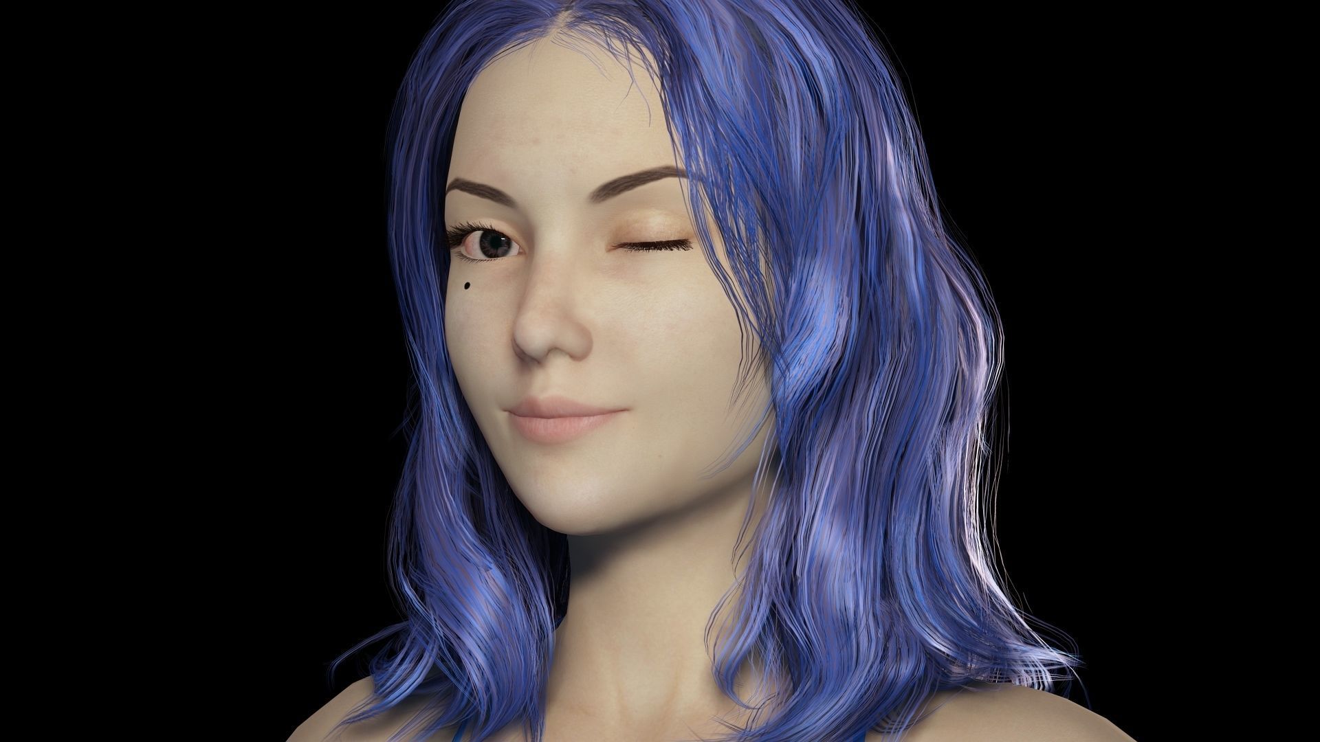  Naked Realistic Female Game Ready Low-poly 3D model_17