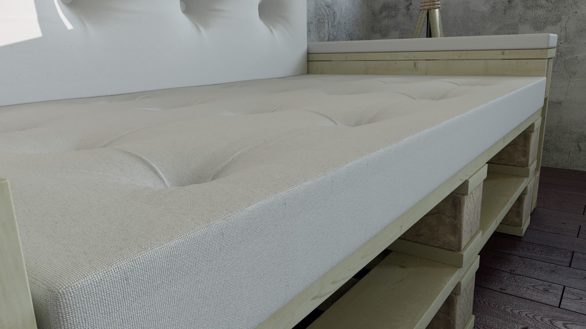 Loft Furnitures from pallets with lamp 3D model_5