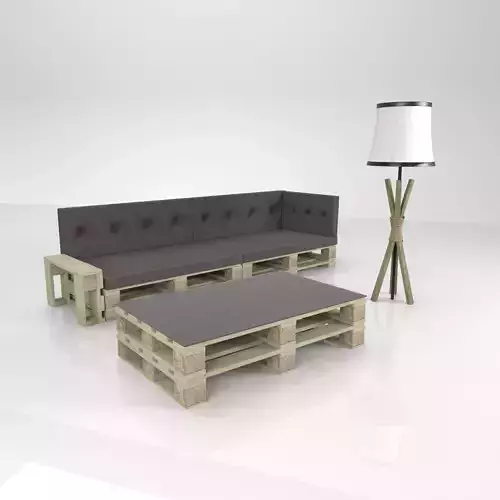 Loft Furnitures from pallets with lamp