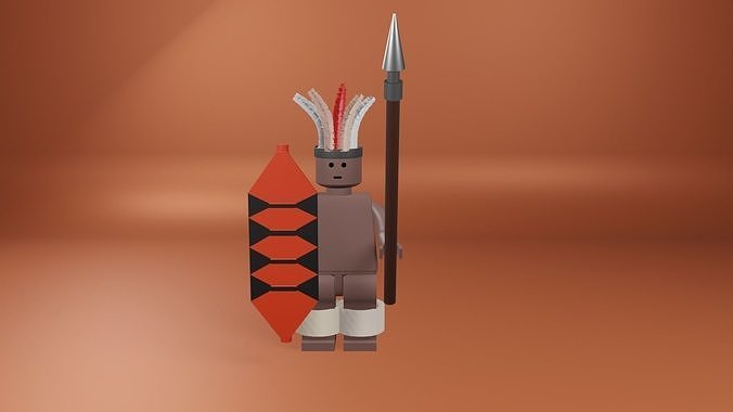 Zulu Warrior  Low-poly 3D print model
