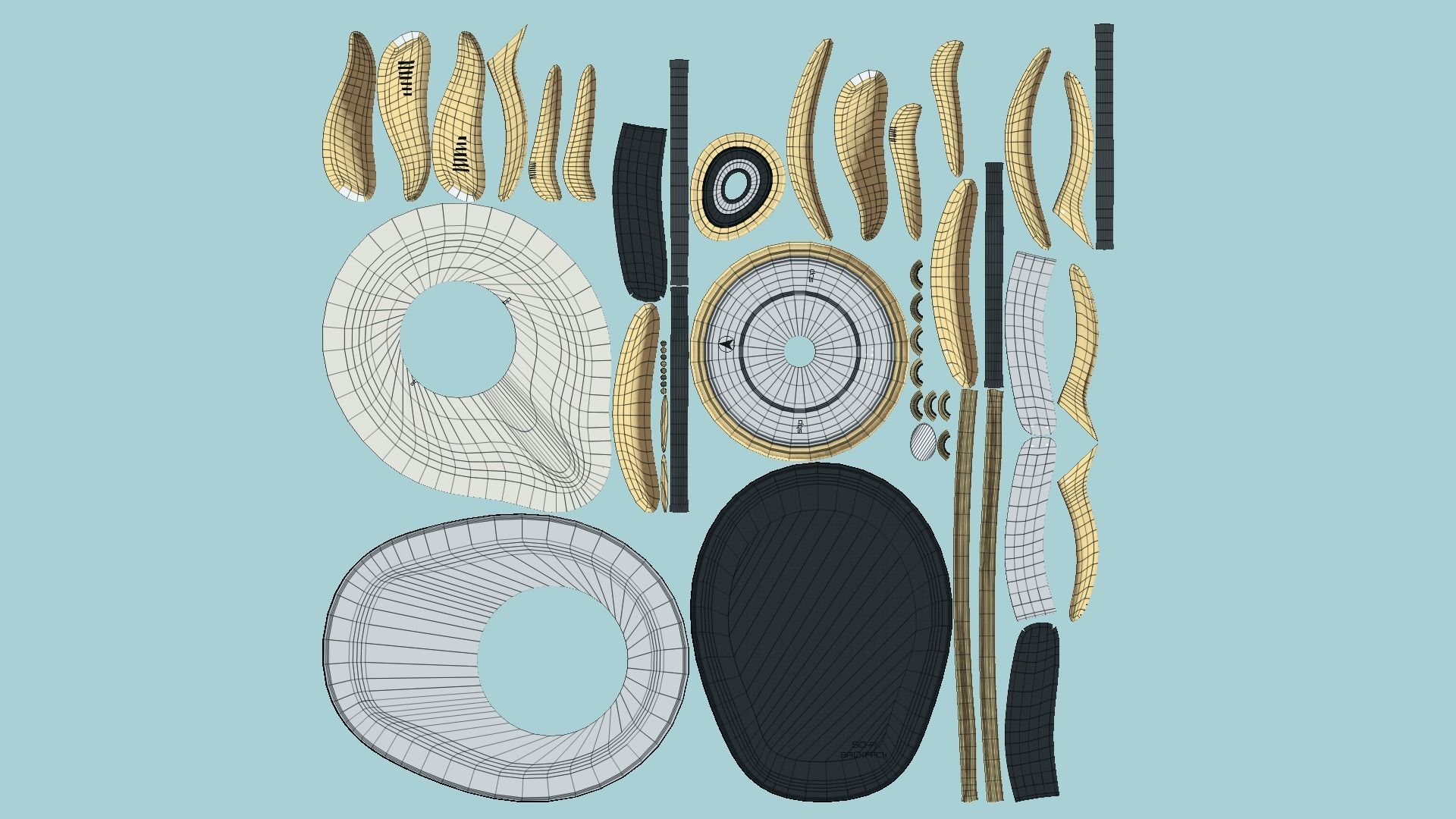 SciFi Backpack D01 White Gold - Fashion Character Design Low-poly 3D model_5