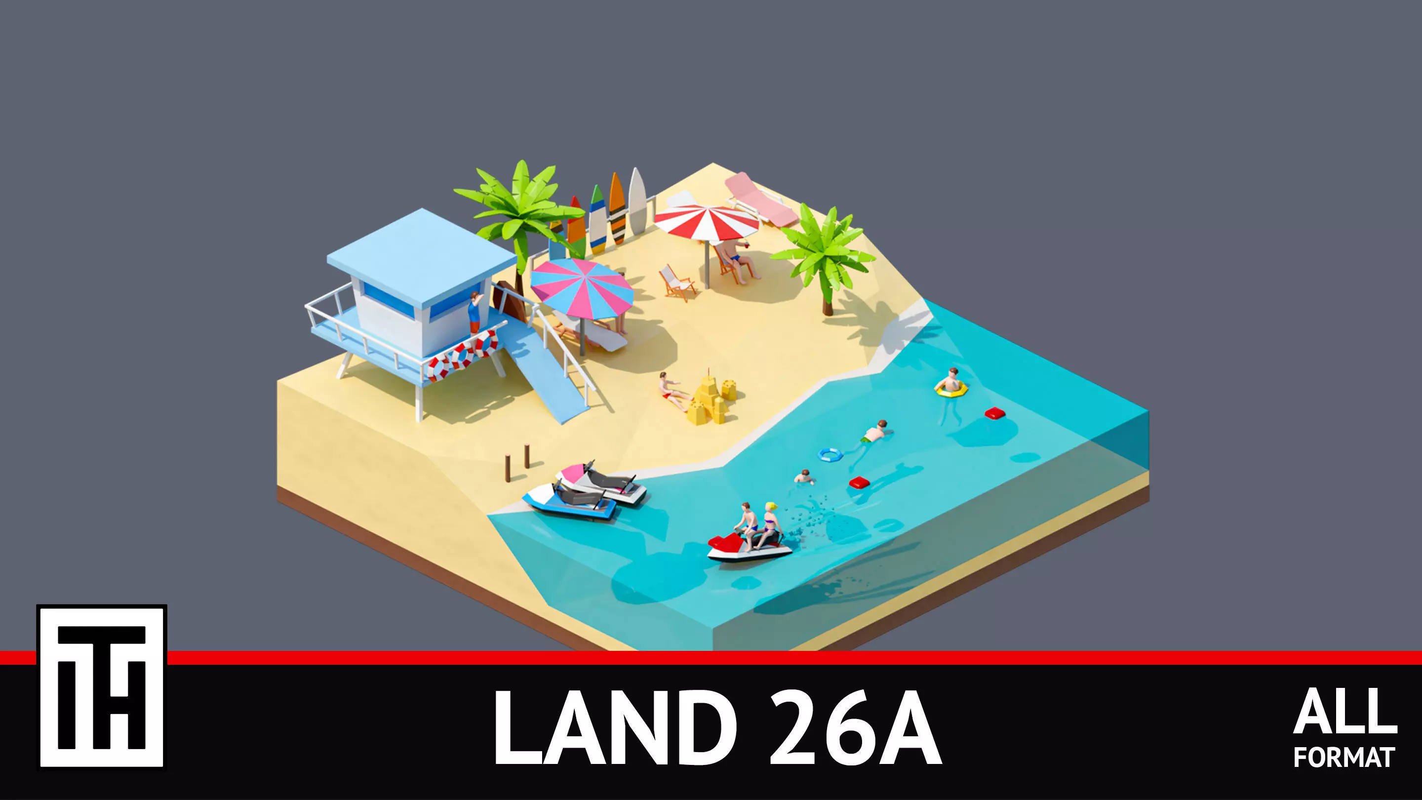 land 26A Low-poly 3D model_0