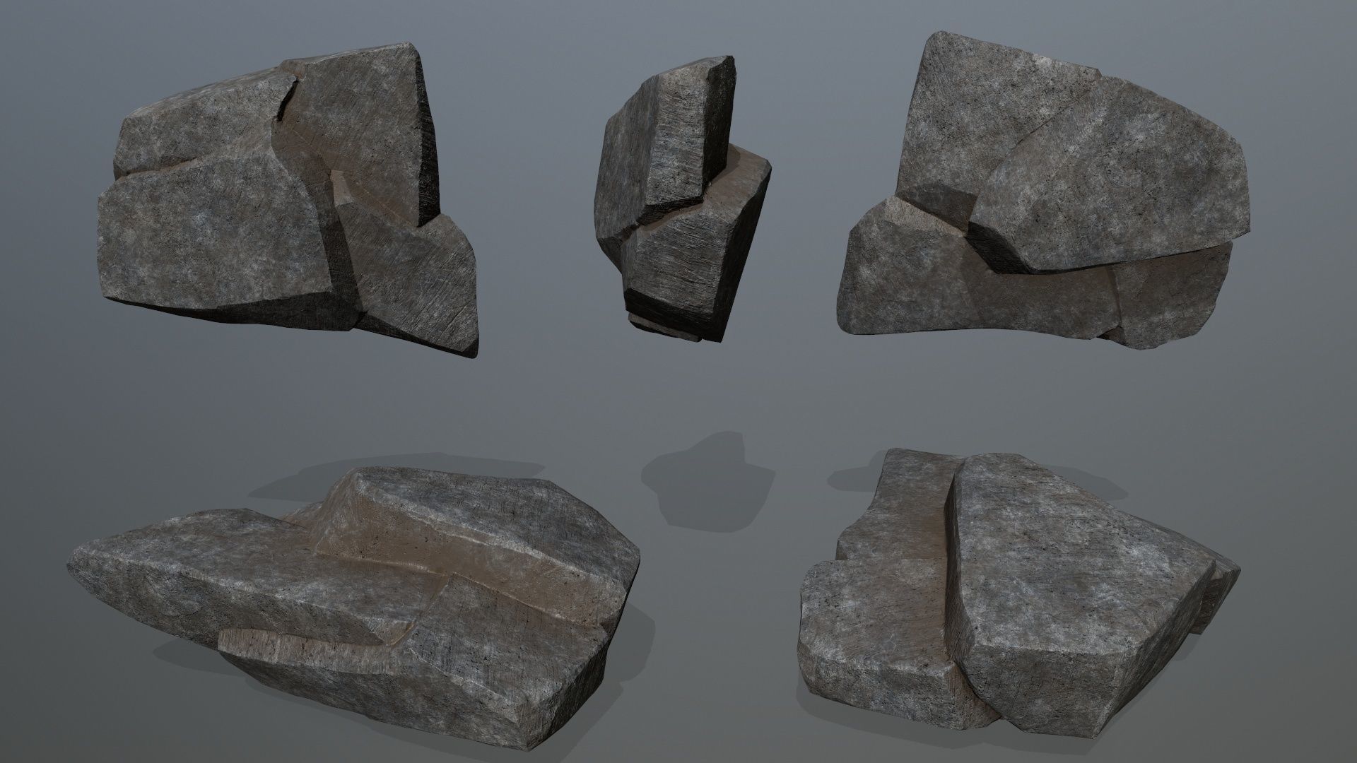 Rock Set stone sculpture Low-poly 3D model_12