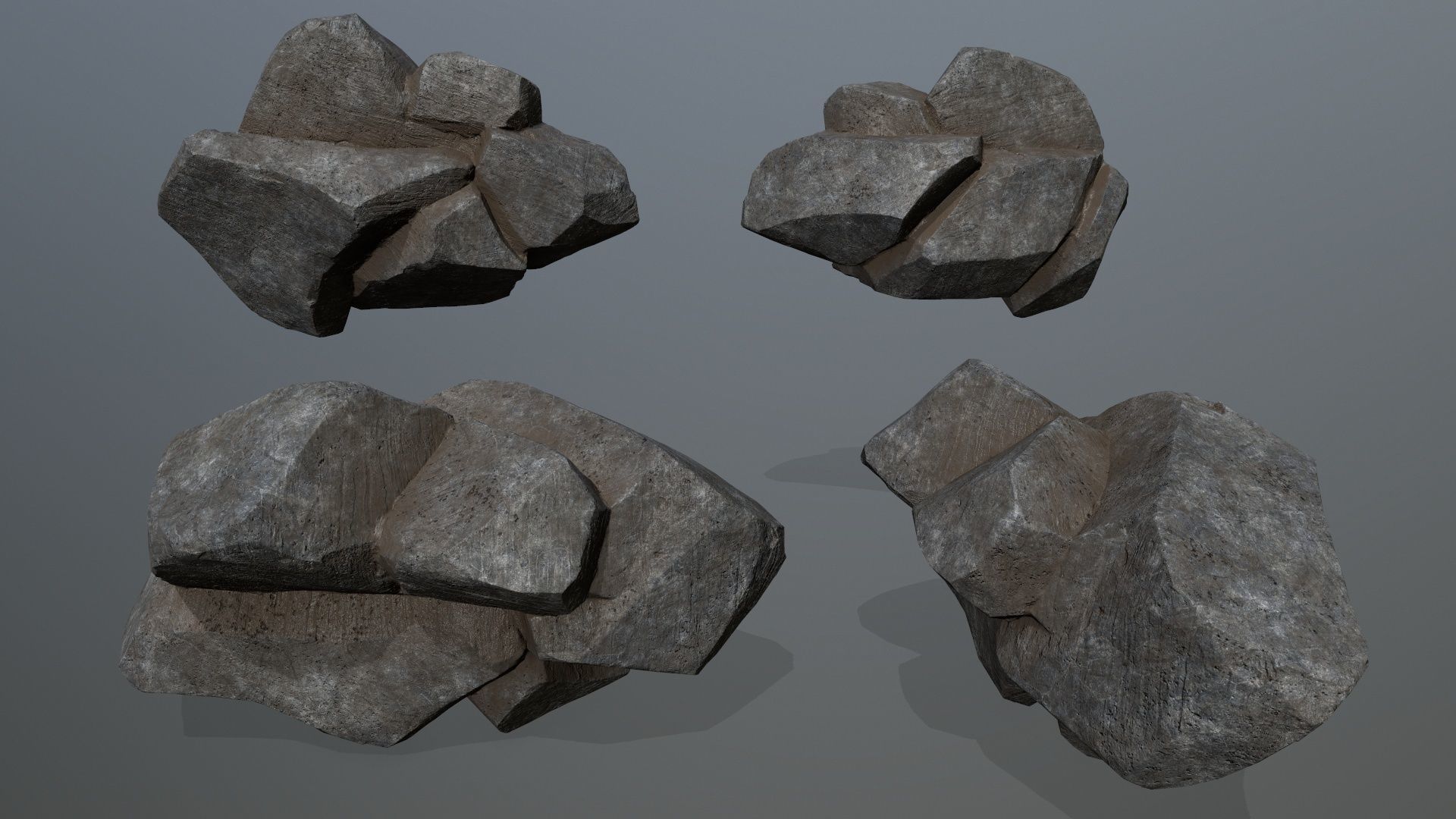 Rock Set stone sculpture Low-poly 3D model_10
