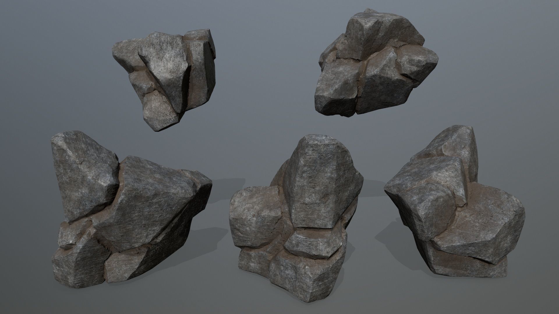 Rock Set stone sculpture Low-poly 3D model_9