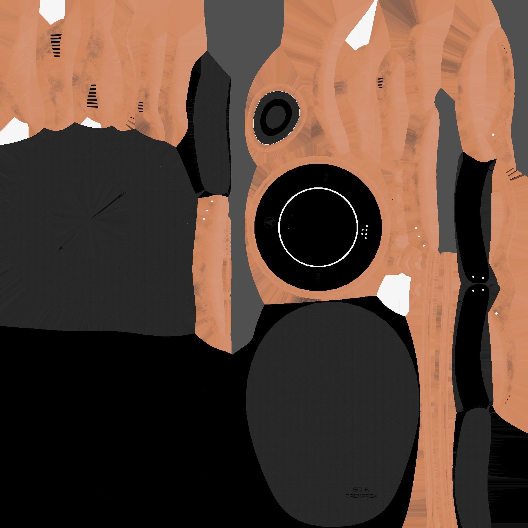 SciFi Backpack D02 Black Bronze - Fashion Character Design Low-poly 3D model_20