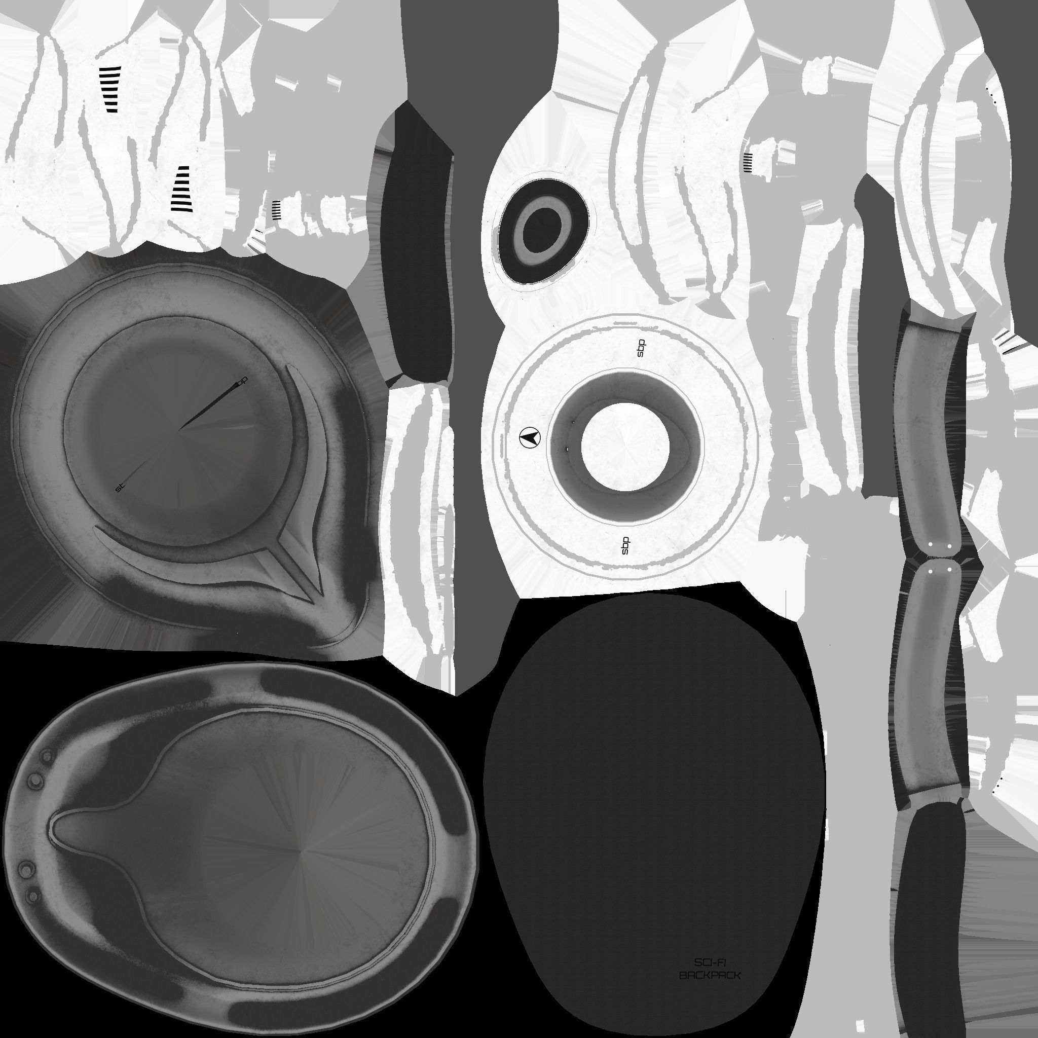 SciFi Backpack D03 Steel - Fashion Character Design Low-poly 3D model_20