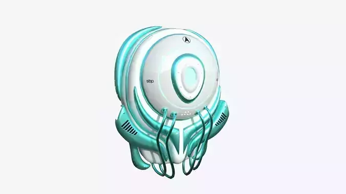 SciFi Backpack D04 White Blue - Fashion Character Design Low-poly 3D model