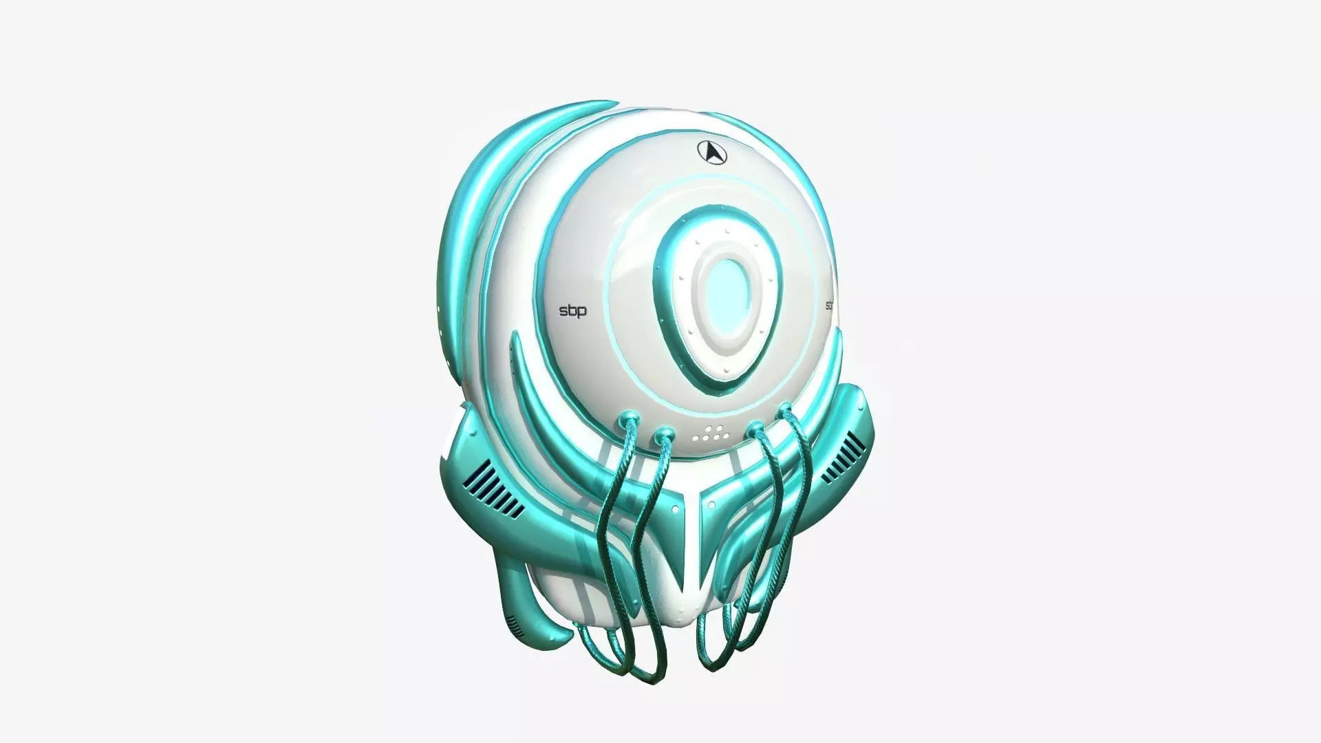 SciFi Backpack D04 White Blue - Fashion Character Design Low-poly 3D model_0