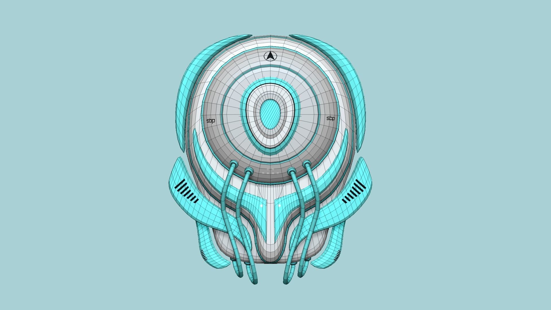 SciFi Backpack D04 White Blue - Fashion Character Design Low-poly 3D model_6