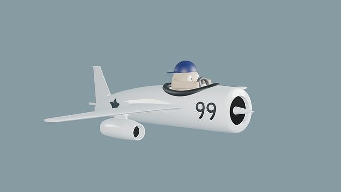 Aeroplane toy airplane with boy in cockpit Low-poly 3D print model