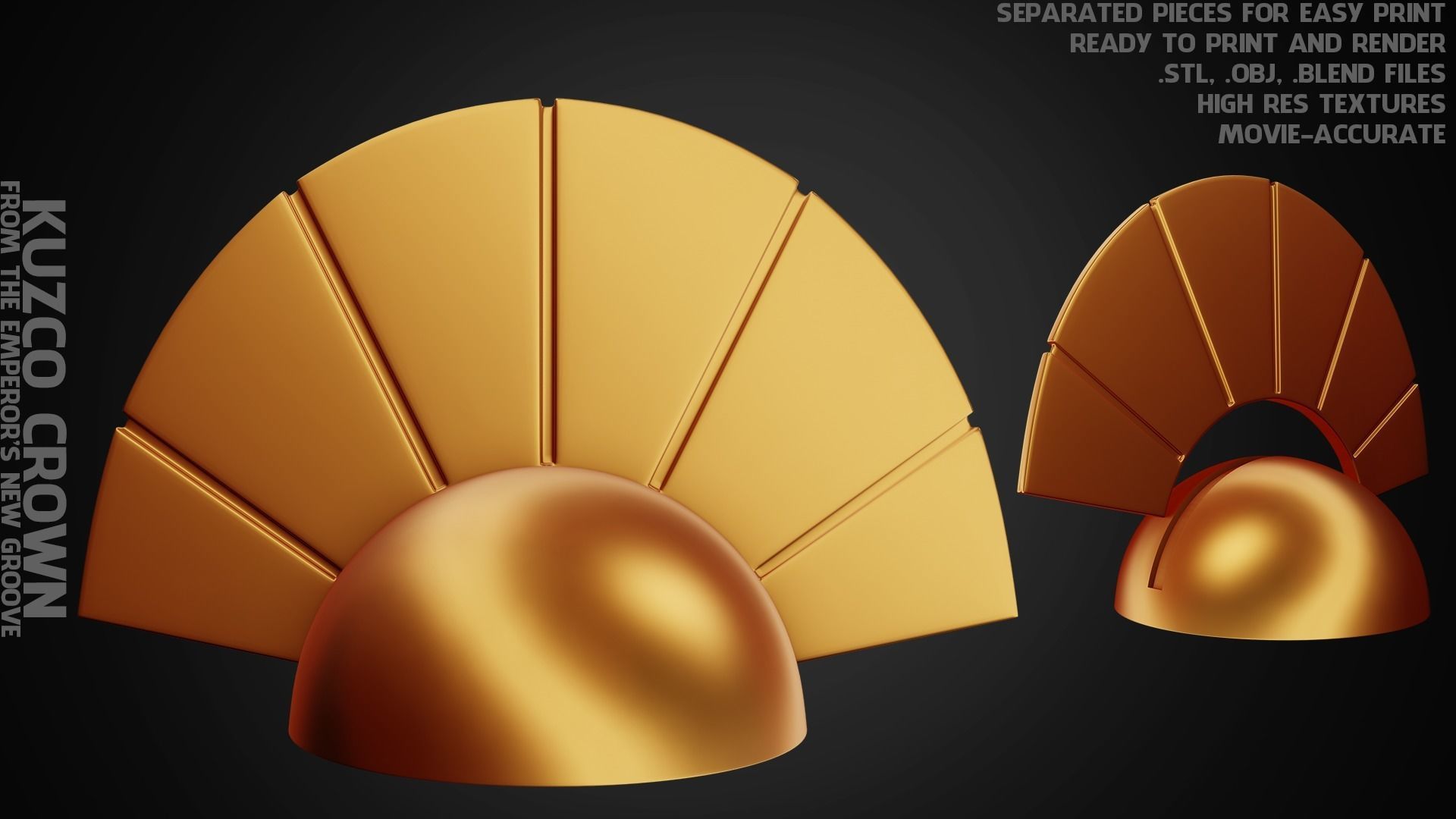 Kuzco Crown for Cosplay 3D print model_2