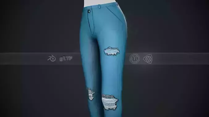 Female Light Blue Ripped Jeans Pants Style 2