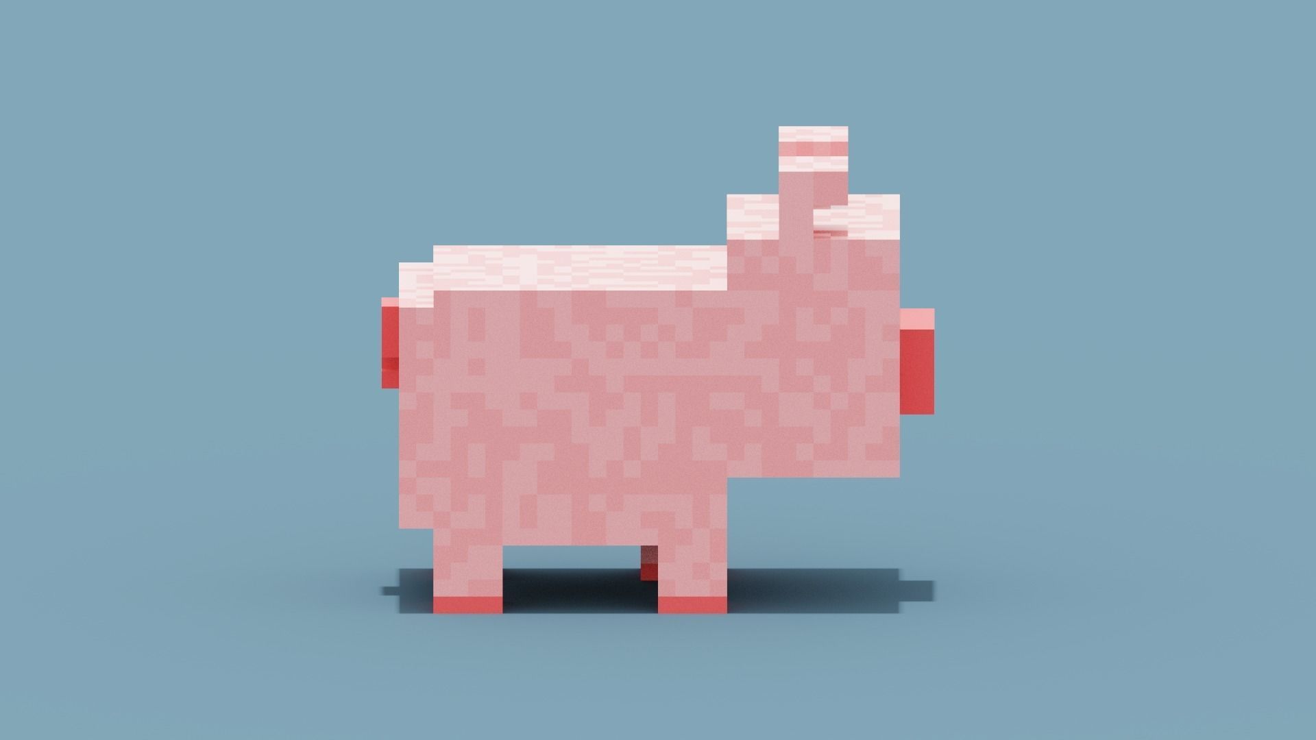 Voxel Pig Low-poly 3D model_8