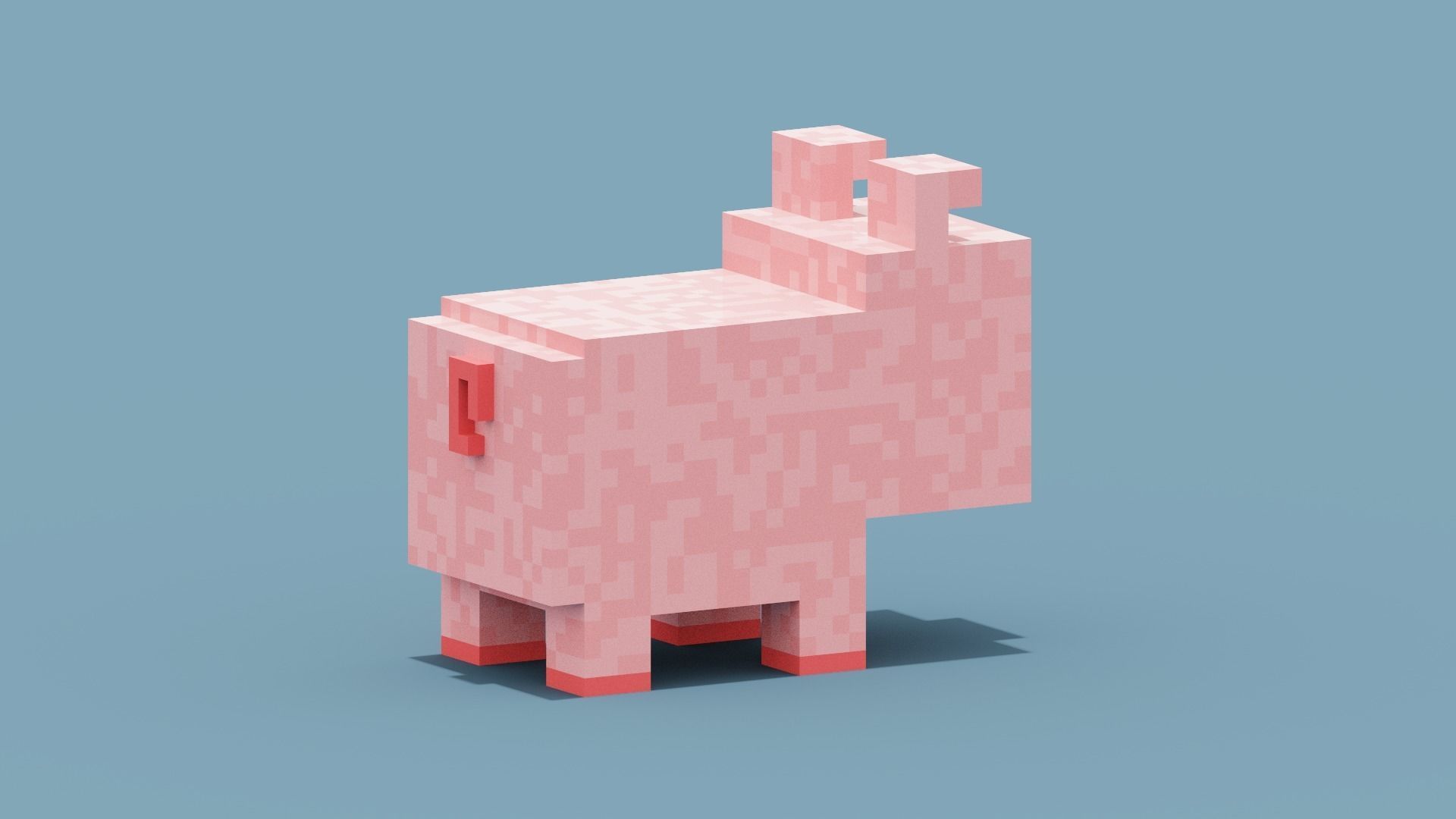Voxel Pig Low-poly 3D model_7