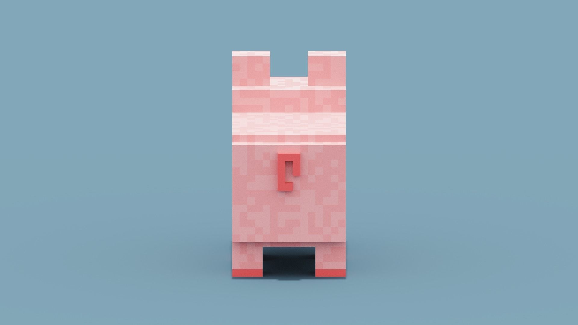Voxel Pig Low-poly 3D model_5