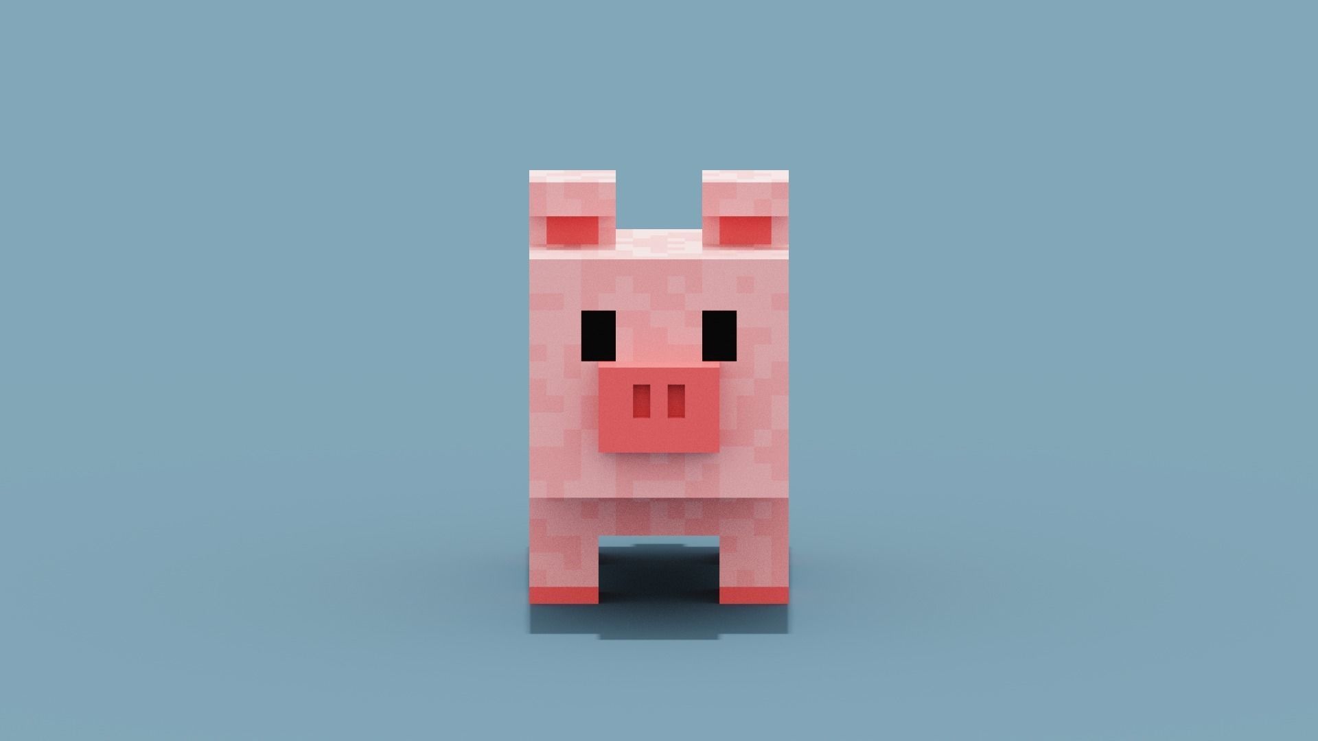 Voxel Pig Low-poly 3D model_11
