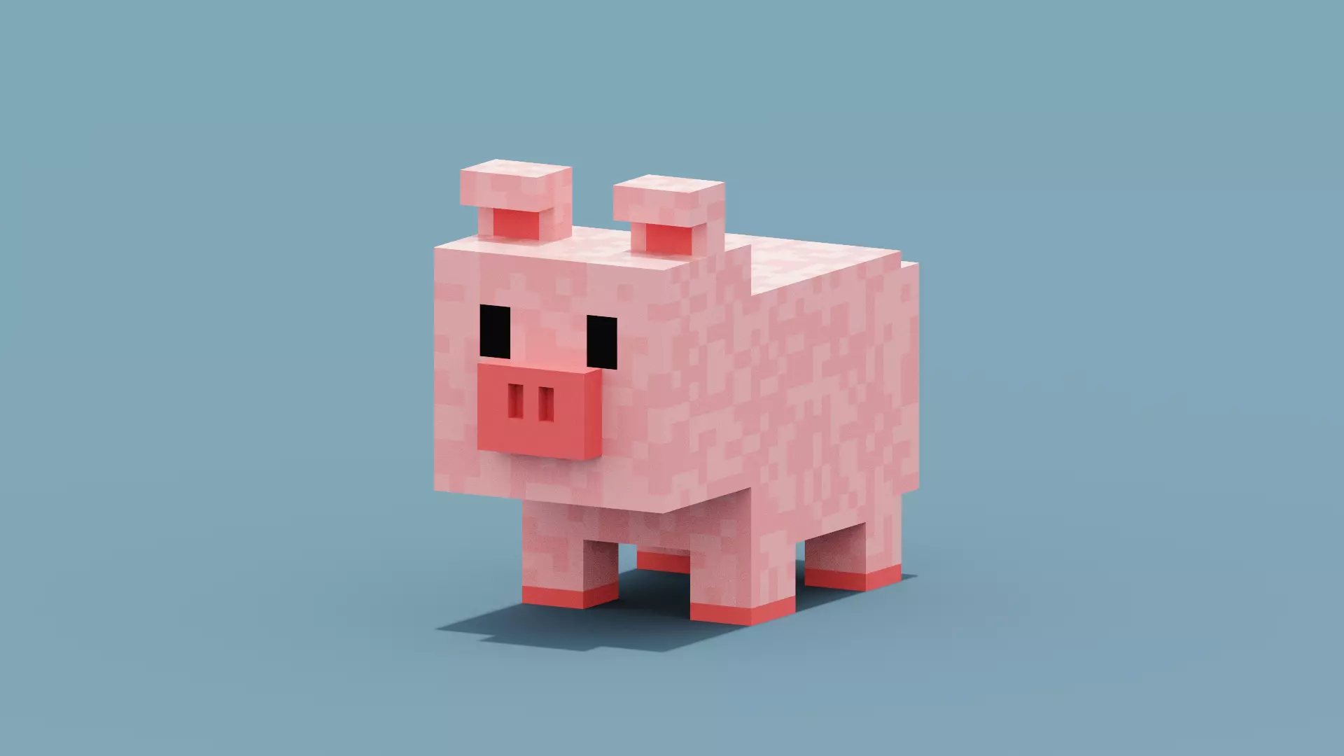 Voxel Pig Low-poly 3D model_0