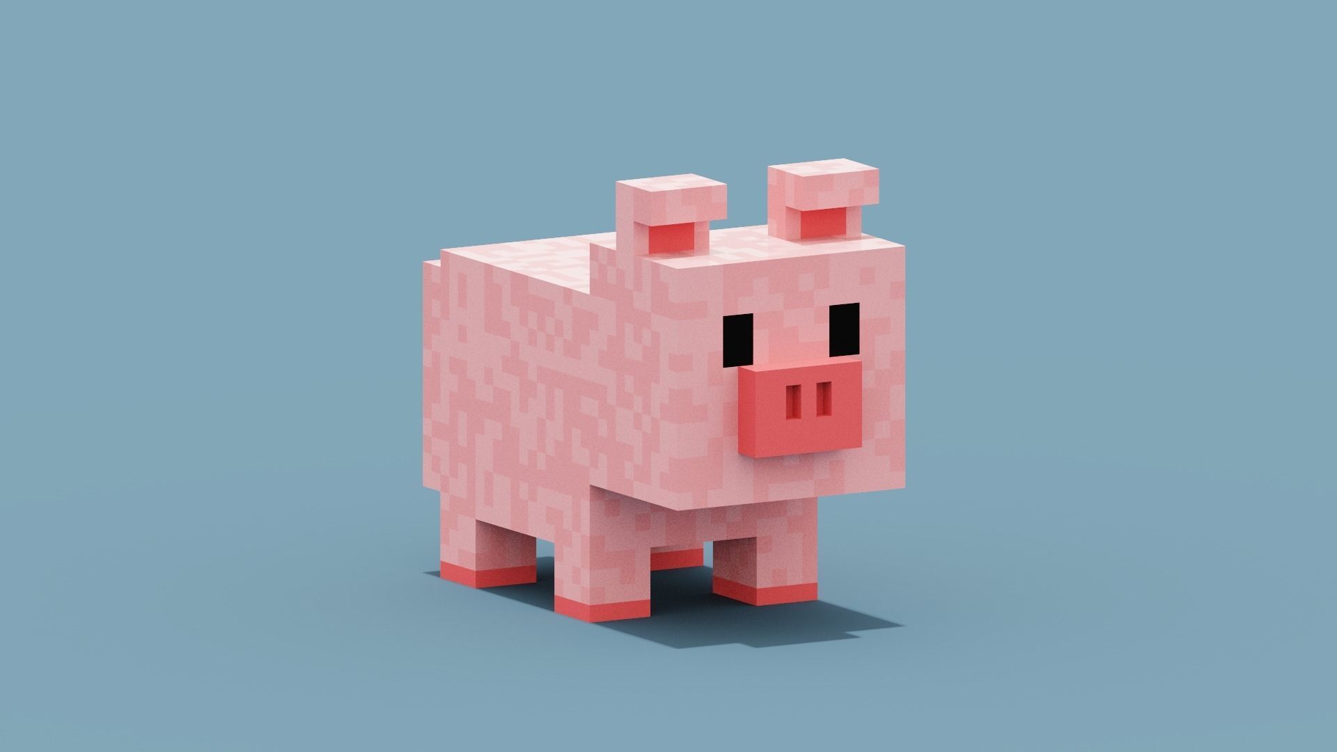 Voxel Pig Low-poly 3D model_10