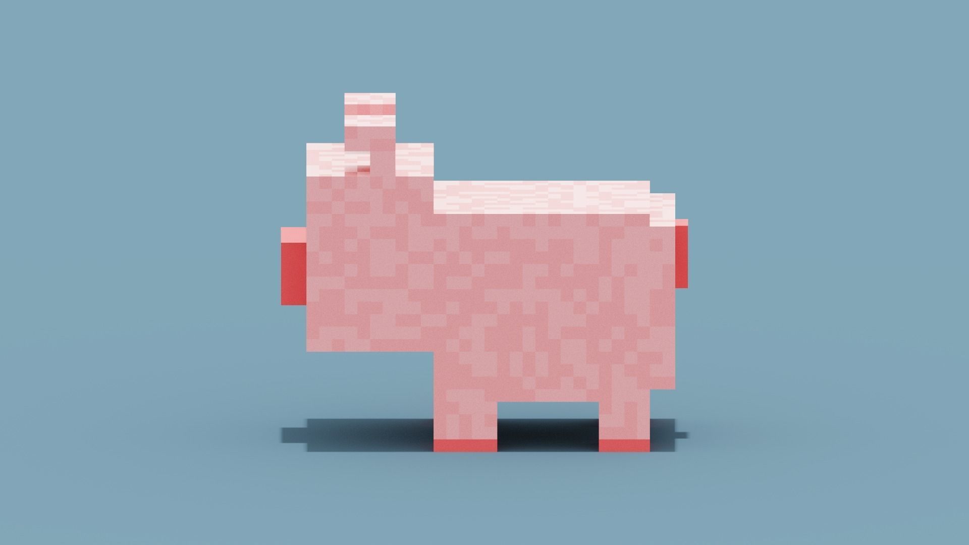 Voxel Pig Low-poly 3D model_2