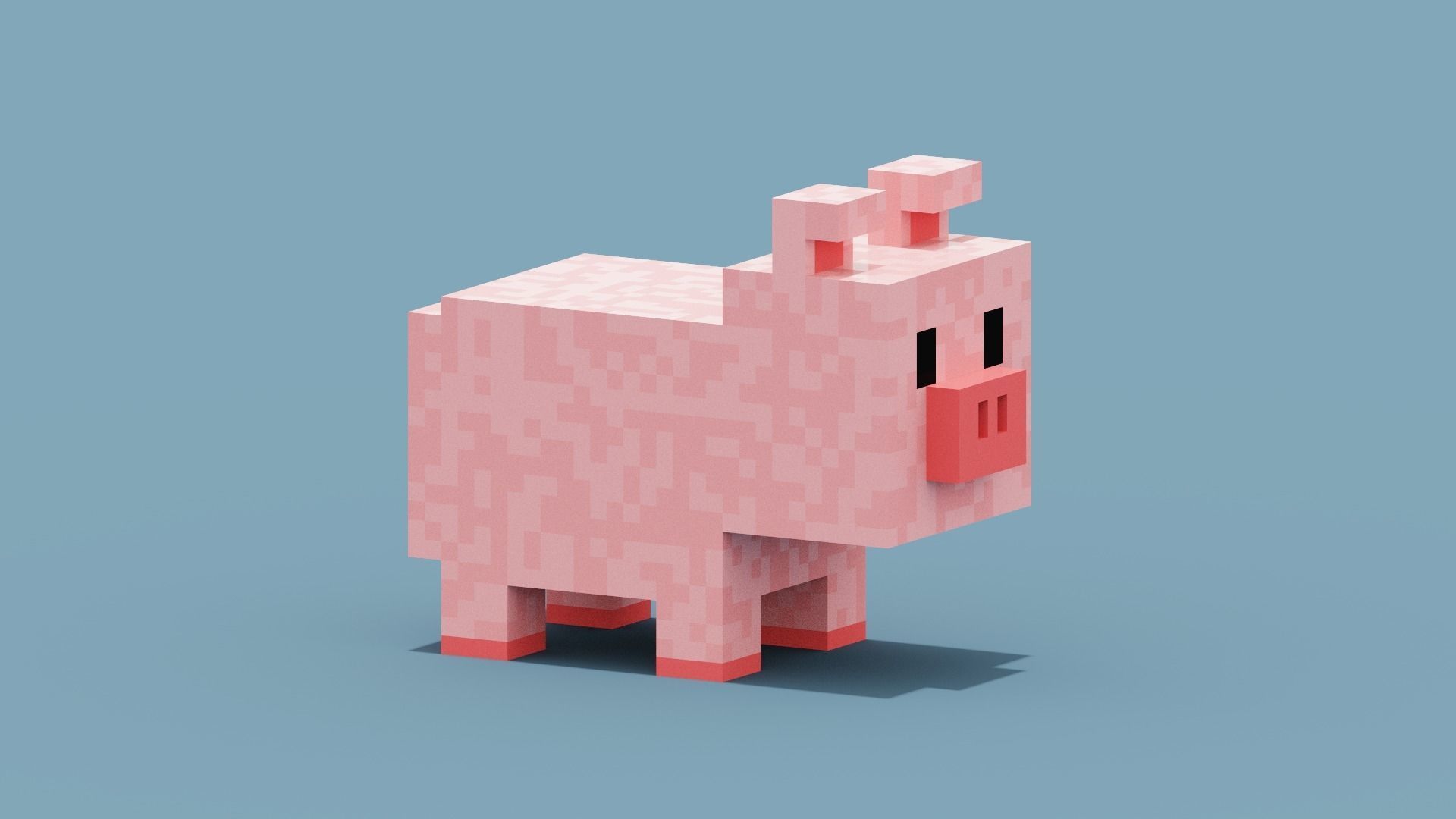 Voxel Pig Low-poly 3D model_9