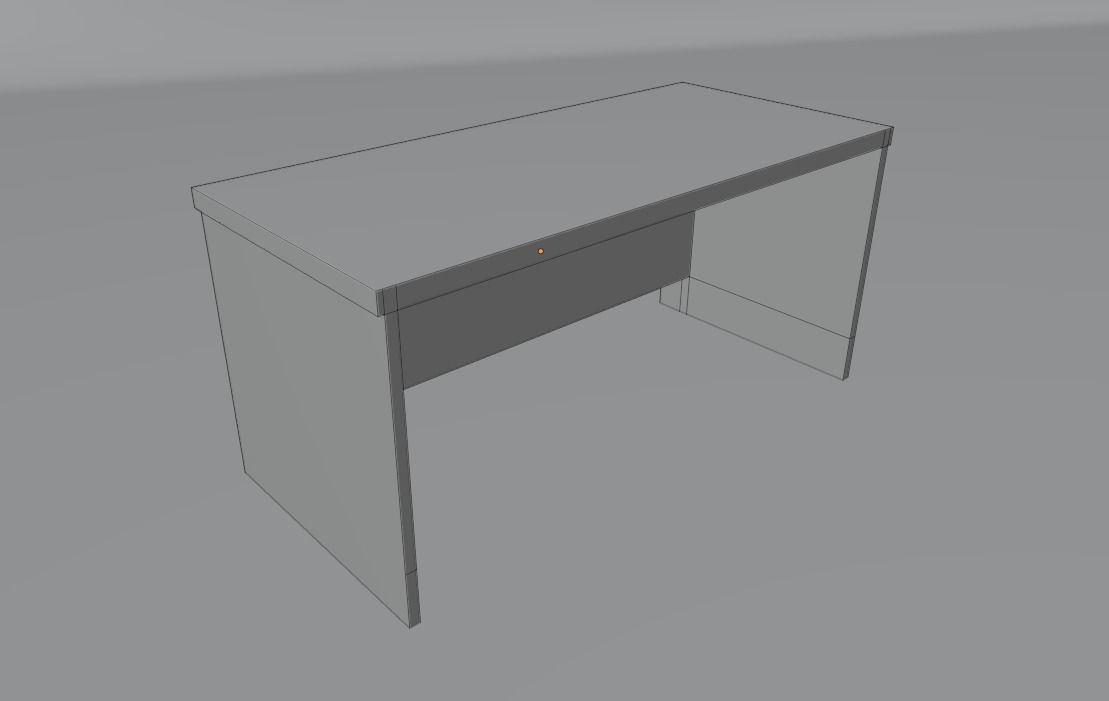 Wooden Student Desk Low-poly 3D model_6
