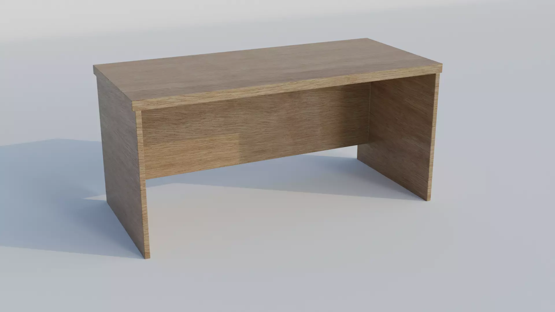 Wooden Student Desk Low-poly 3D model_0