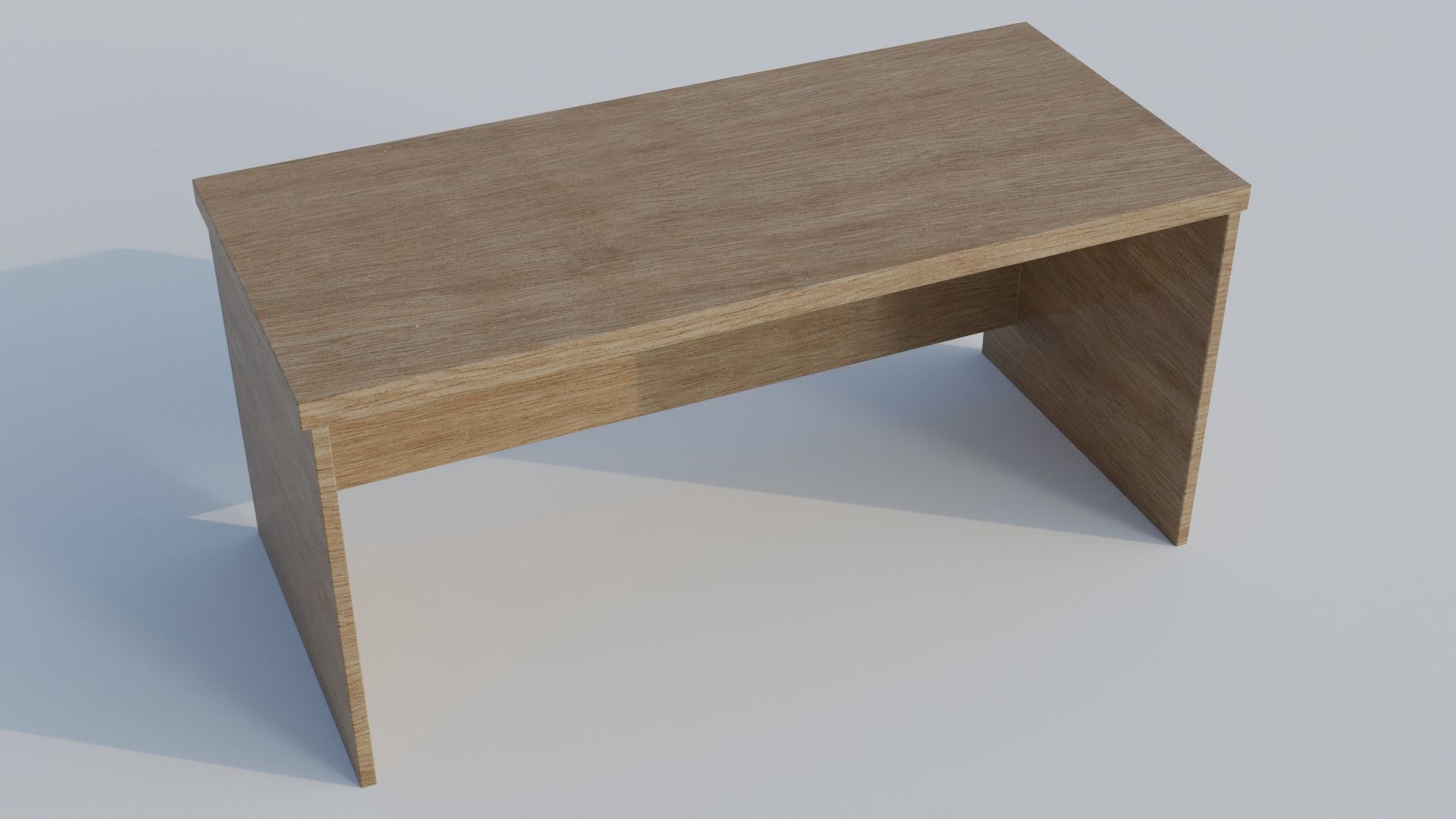 Wooden Student Desk Low-poly 3D model_2